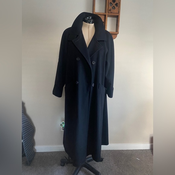 Made in USA 💯 Luxury Wool MAXI 12-14 Black Dress Coat STEVE by Searle - Picture 2 of 10